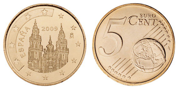 Испания, 5 центов 2009 (UNC, медь)