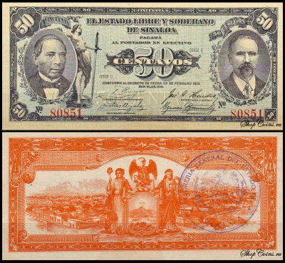 Мексика 50 сентаво 1915 (UNC Pick S1042)