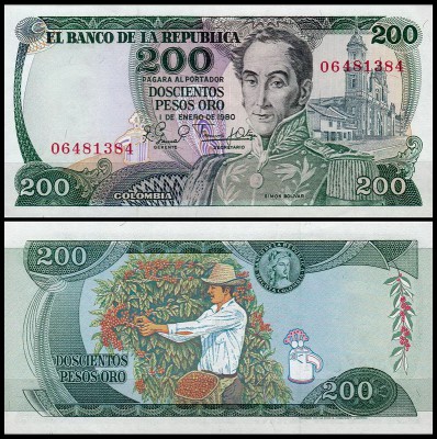 Колумбия 200 песо 1978-1980 (UNC Pick 419)