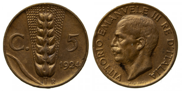 Италия, 5 чентезимо 1924 год