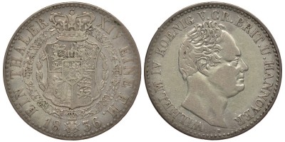 Ганновер 1 талер 1836 B, Вильгельм IV (1830-1837)