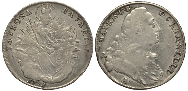 Бавария 1 талер 1771 А, Максимилиан III Иосиф (1745-1777)