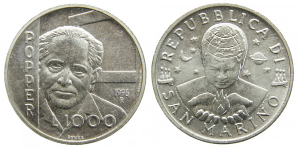 Сан Марино, 1000 лир 1996 год, Философ и социолог Карл Раймунд Поппер