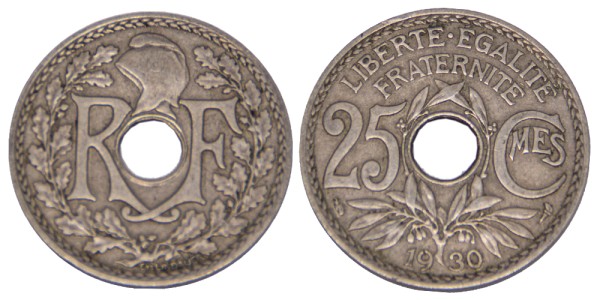 Франция, 25 сантимов 1930 год