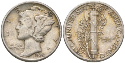 США, 10 центов 1935 год