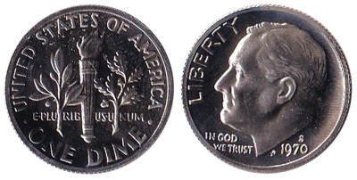 США, 10 центов 1970 год S