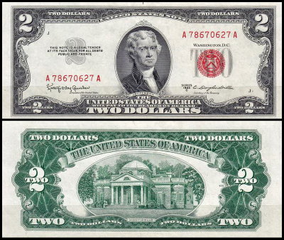 США 2 доллара 1953C (UNC Pick 380c) United States Note