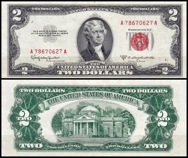 США 2 доллара 1953C (UNC Pick 380c) United States Note