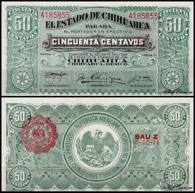 Мексика 50 сентаво 1914 (UNC Pick S528b)