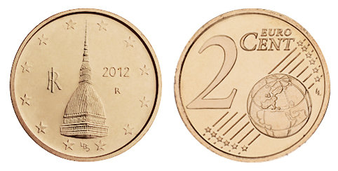 Италия, 2 цента 2012 (UNC, медь)