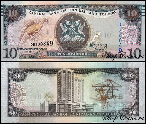 Тринидад и Тобаго 10 долларов 2006 (UNC Pick 48) Модификация 2014 года