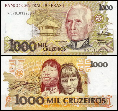 Бразилия 1000 крузейро 1990-1991 (UNC Pick 231)