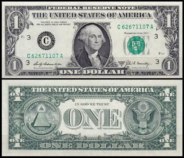 США 1 доллар 1969B (UNC Pick 449c) Federal Reserve Note