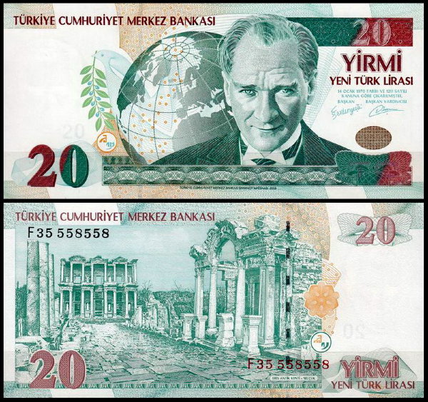 Турция 20 лир 2005 (UNC Pick 219)