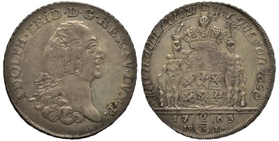Померания 2/3 талера 1763 Адольф Фридрих, король Швеции