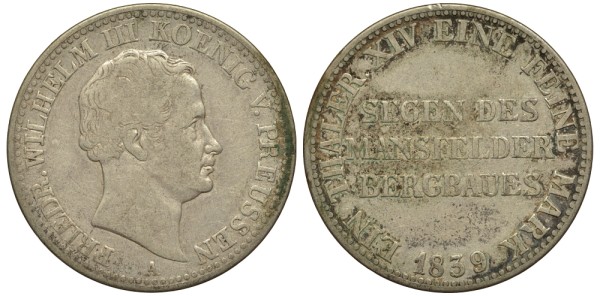 Пруссия 1 талер 1839 Фридрих Вильгельм III (1797-1840)