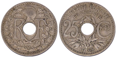 Франция, 25 сантимов 1928 год