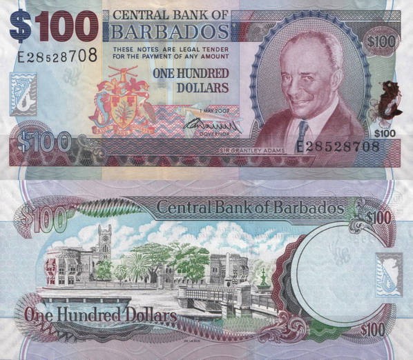 Барбадос 100 долларов 2007 (UNC Pick 71)
