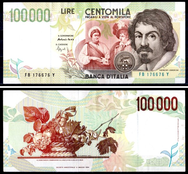 Италия 100000 лир 1994 (XF Pick 117a)