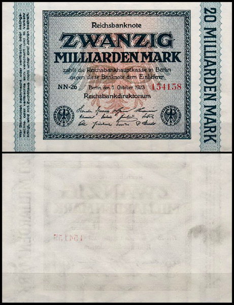 Германия 20.000.000.000 марок 1923 UNC P.118 Вариант 3