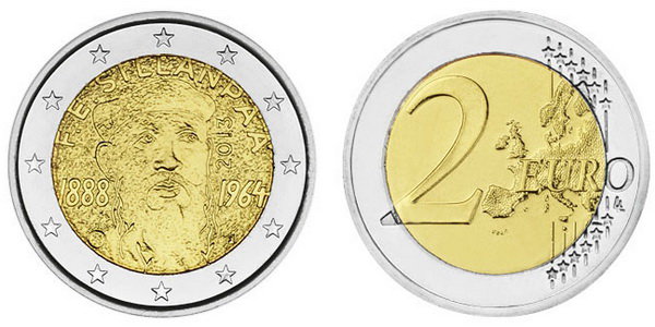 Финляндия, 2 евро 2013 (UNC) 125 лет со дня рождения Франса Эмиля Силланпяя
