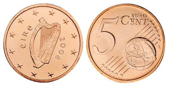 Ирландия, 5 центов 2009 (UNC, медь)