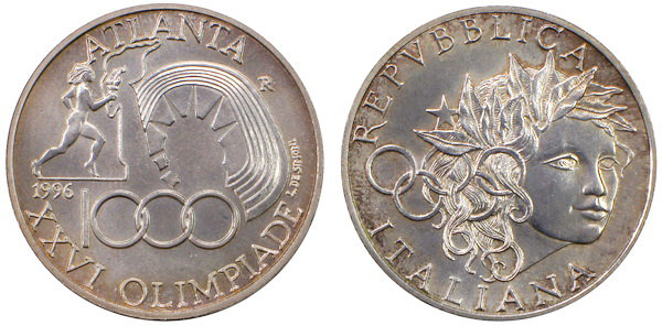 Италия, 1000 лир 1996 год, XXVI Олимпийские игры в Атланте