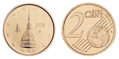 Италия, 2 цента 2013 (UNC, медь)