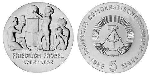 ГДР, 5 марок 1982 год, Фридрих Фрёбель