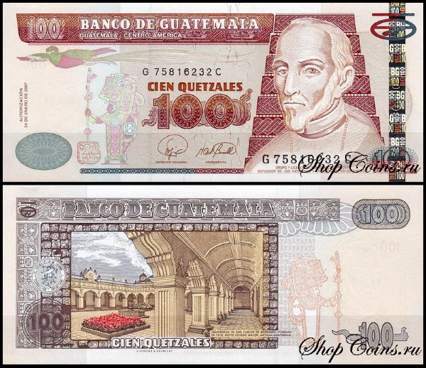 Гватемала 100 кетцалей 2006-2007 (UNC Pick 114) Printer G&D