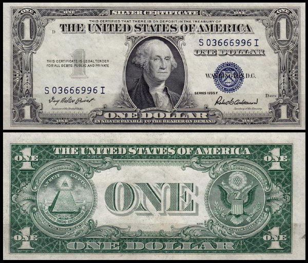 США 1 доллар 1935F (UNC Pick 416D2f) Silver Certificate