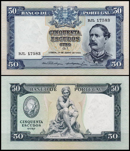 Португалия 50 эскудо 1955 (UNC Pick 160)