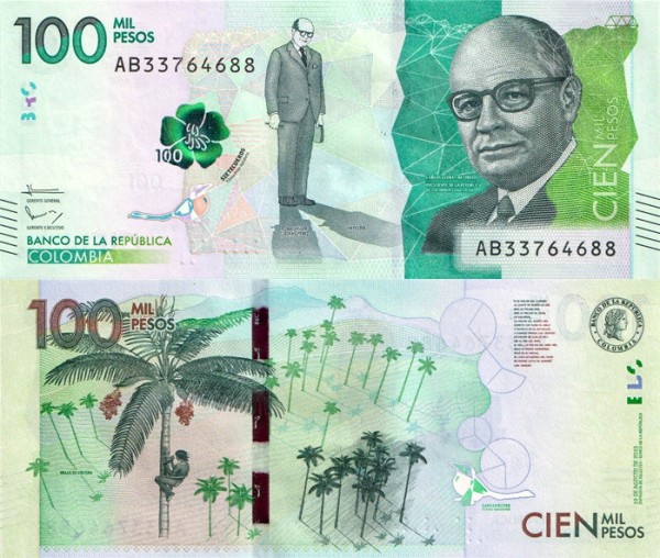Колумбия 100000 песо 2015 (UNC Pick 463)