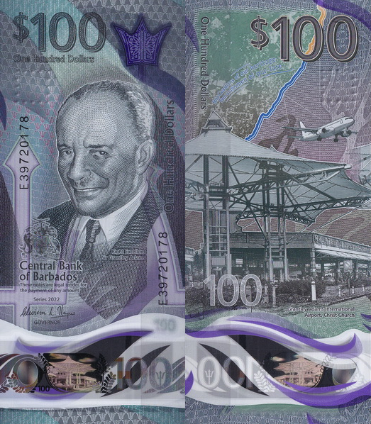 Барбадос 100 долларов 2022 (UNC Pick 85)
