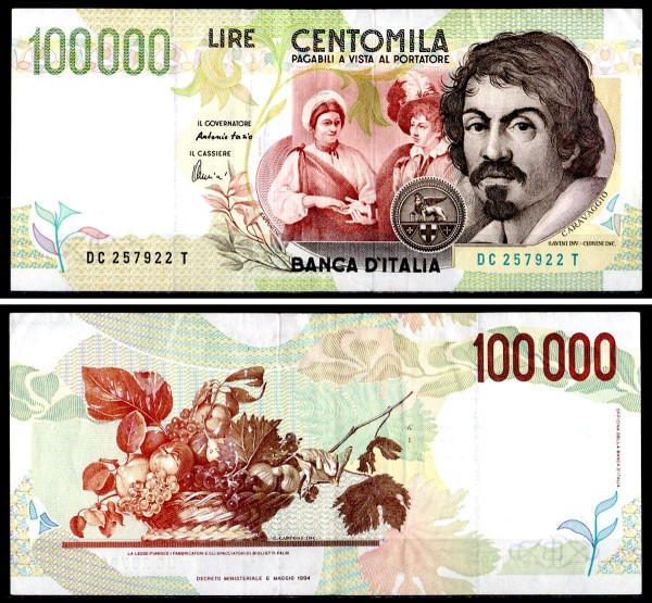 Италия 100000 лир 1994 (UNC Pick 117b)
