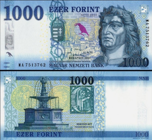 Венгрия 1000 форинтов 2025 (UNC Pick 203)