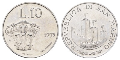 Сан Марино, 10 лир 1993 год