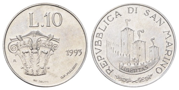 Сан Марино, 10 лир 1993 год