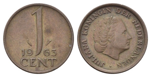 Нидерланды 1 цент 1963 год