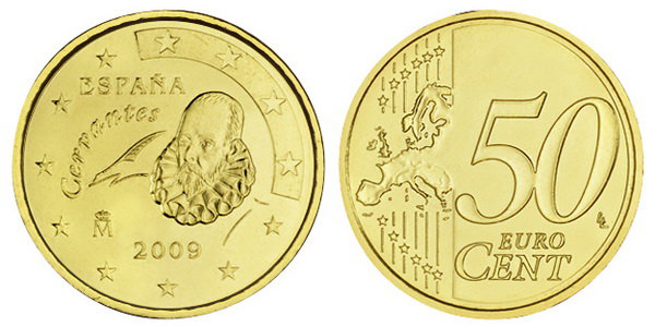 Испания, 50 центов 2009 (UNC, латунь)