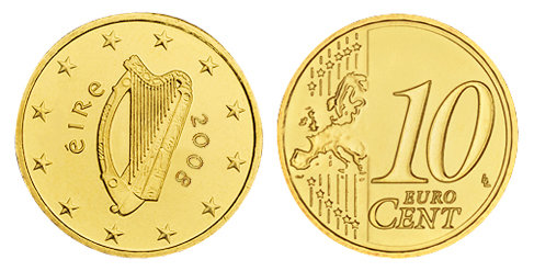 Ирландия, 10 центов 2009 (UNC, латунь)