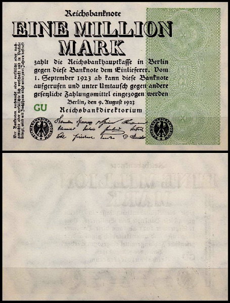 Германия 1.000.000 марок 1923 UNC P.102a