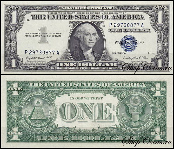 США 1 доллар 1957A (UNC Pick 419a) Silver Certificate