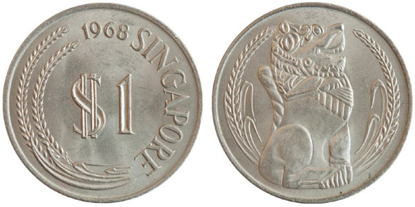 Сингапур, 1 доллар 1968 год, UNC