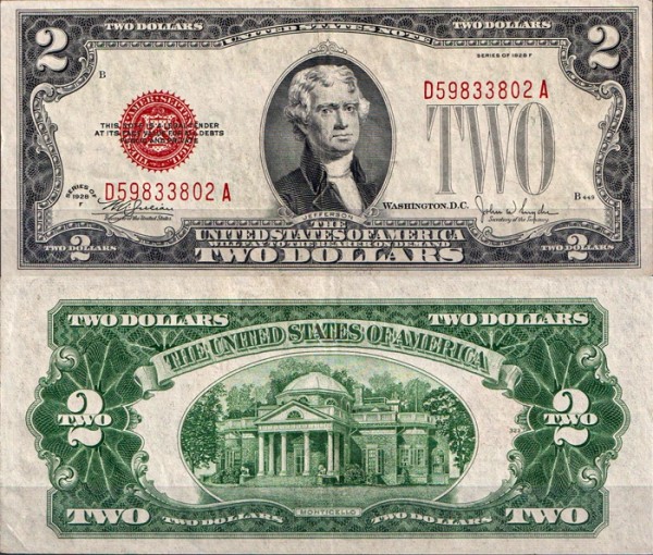 США 2 доллара 1928 (UNC Pick 378f)