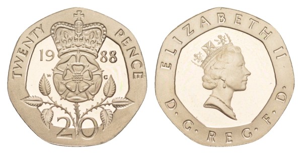 Англия, 20 пенсов 1988 год