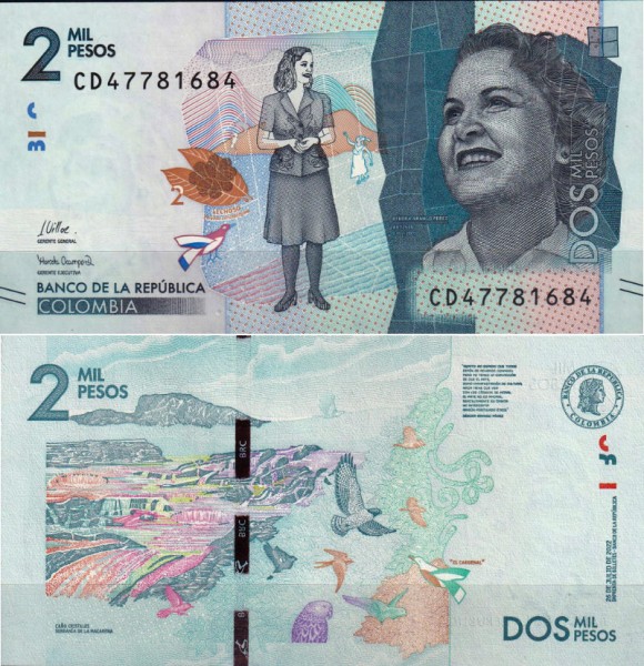 Колумбия 2000 песо 2022 (UNC Pick 458f)