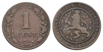 Нидерланды 1 цент 1880 год