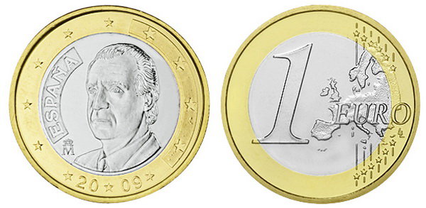Испания, 1 евро 2009 (UNC, биметалл)