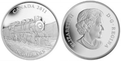 Канада, 20 долларов 2011 год, Локомотив D-10, ПРУФ